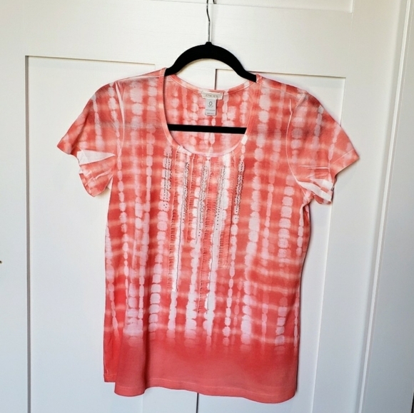 Chico's (Lot of 3) Summer Tops Size 0 Pink Blue & White Coral Machine Wash - Picture 10 of 16